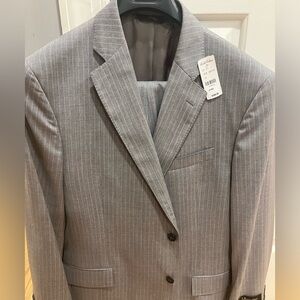 Brooks Brothers Grey Pinstripes Suit Brand New 44R, slacks 38. Unhemmed pants